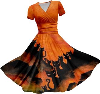 Generic HUIFUAO Halloween Costumes Ladies Funny Fancy Dress Plus Size Halloween Dress V Neck Short Sleeve Party Evening Horror Festival Cosplay Clothes Outfit