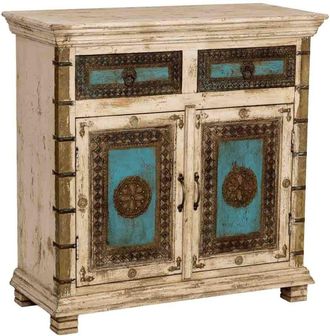 Wanderlust Deco Aparador de madera artesanal blanco 90x40x90 alt. cm