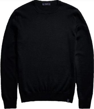 Fay Truien & Vesten, Heren, Zwart, 2Xl, Klassieke trui met ronde hals van fijne breinaard