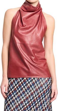 TWP Friday Night Halter Leather Top in Karanda Red at Nordstrom, Size Medium