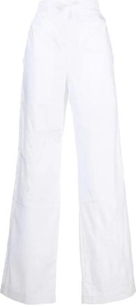 Marine Serre Household Linen rechte pijp Katoenen Broek - Dames - Wijde Broeken - Wit - M - Katoen - Broeken