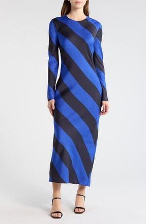Desigual Stripe Long Sleeve Maxi Dress in Ink Blue at Nordstrom Rack, Size X-Small