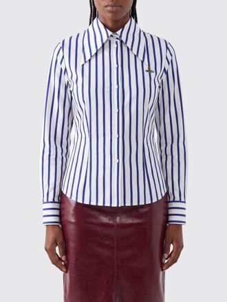 Vivienne Westwood Camicia a righe in cotone con logo Orb ricamato