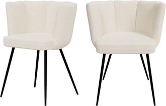 Rendez-Vous Déco Set de 2 sillas en tejido bouclé beige con patas de metal