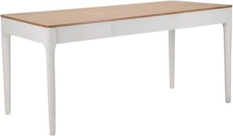 Dmora Mesa de comedor Dindga, Estante de cocina, Consola de comedor, Estante rectangular fijo, 180x60 h80 cm, Blanco y Marrón - Dmora