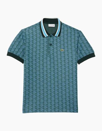 Lacoste Mens Lacoste DH1417 Jacquard Monogram Polo - Green Argentina Blue