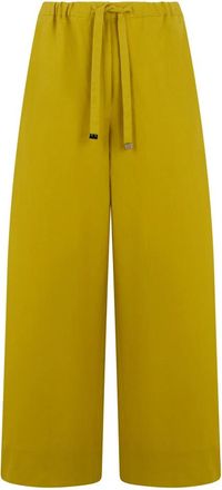 Max Mara Wijde broek - Dames - Wijde Broeken - Geel - XS - Linnen - Broeken