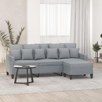 vidaXL Vidaxl - Divano a 3 Posti con Poggiapiedi Grigio Chiaro 180cm in Tessuto