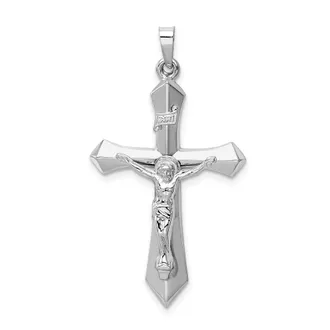 Diamond2Deal 14k White Gold Polished INRI Passion Crucifix Pendant