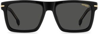 Carrera 55mm Gradient Rectangular Flat Top Sunglasses in Black/Grey at Nordstrom