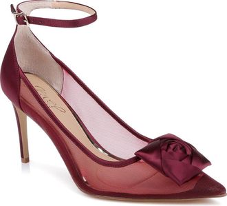 Badgley Mischka Beckett Ankle Strap Pump in Burgundy Mesh at Nordstrom, Size 5.5