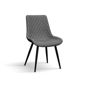 Konte Design Lote de 4 sillas de tela gris y patas de metal negro