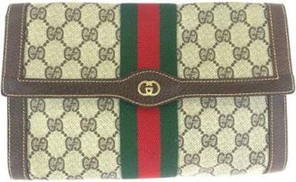 Gucci Pre-owned Vintage GG Supreme Canvas Leather Clutch - unisex - Gucci Vintage - Vintage Clutches - Brown - ONE SIZE - Pre-owned