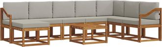 vidaXL Conjunto De Sof&aacute;s De Exterior 9 Uds. Gris Natural Y Claro Vidaxl