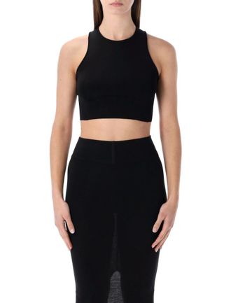Rick Owens Black Crew Neck Cropped Top