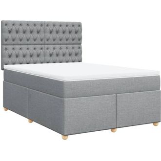 vidaXL Vidaxl - Cama Box Spring Con Colch&oacute;n Tela Gris Claro 160x200 Cm