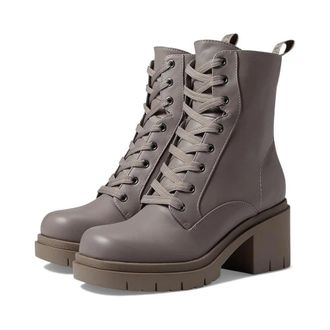 Guess Juel Boots Womens Gray Leather Lug Sole Side Zip Combat Bootie HTAT342