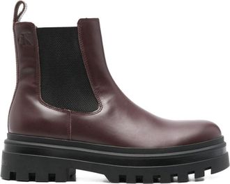 Calvin Klein Brown Chunky Sole Leather Chelsea Boots
