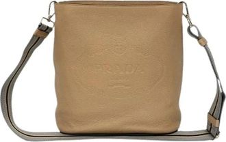 Prada Pre-owned Vitello Phenix Schoudertas - Dames - Vintage Schoudertas - Beige - ONE Size - Leer - Vintage