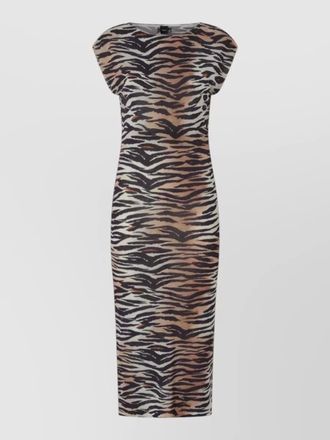 Pinko midi dress animal print cap sleeves