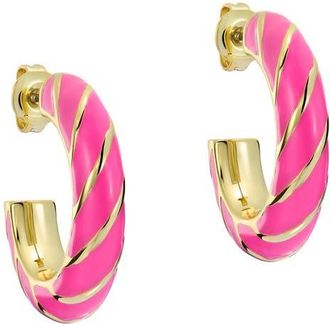 Ted Baker Tiffany Twist Enamel Hoop Earrings in Metallic Gold at Nordstrom