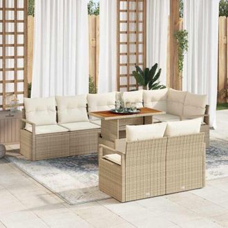 vidaXL Conjunto De Sof&aacute; De Jard&iacute;n 9 Pcs Beige Polirat&aacute;n Vidaxl