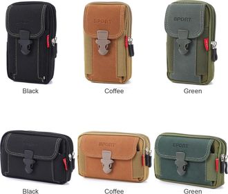 Generic Men Canvas Waist Bag Phone Purse Zipper Belt Bum Pouch (Style 2 Black)