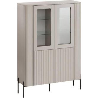 Dmora Vitrina Cimino, Vitrina De Sal&oacute;n Con Dos Puertas Y Detalle De Cristal, Elevada Del Suelo, 110 X 40 X 160 Cm, Beige