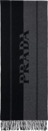 Prada logo-jacquard wool scarf - unisex - Wool - One Size - Grey