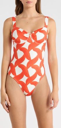 Hutch Barrett Underwire One-Piece Swimsuit in Ivory/Coral at Nordstrom, Size Xx-Small