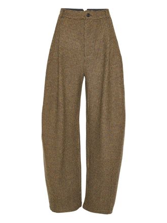 Henrik Vibskov Broek met pied-de-poule print - Beige