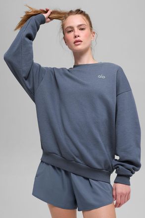 Alo | Accolade Crewneck Neck Pullover Top in Bluestone, Size: 2XL