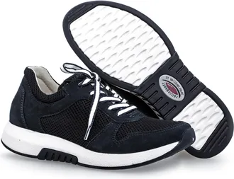 Rollingsoft Keilsneaker ROLLINGSOFT, Damen, Gr. 35, blau (nachtblau), Nubukleder, Textil, Schuhe Keilsneaker, Freizeitschuh, Halbschuh, Schn&uuml;rschuh mit Logo an de