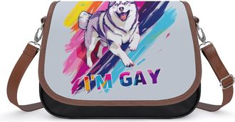 Generic I Am Gay LGBT Siberian Husky Crossbody Bags for Women Shoulder Messenger Bag Purse Handbags