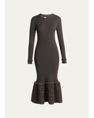 Alexander McQueen Rib-Knit Wool Midi Dress