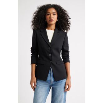 Open Edit The Icon Fitted Single Breasted Blazer in Black at Nordstrom, Size Xx-Small