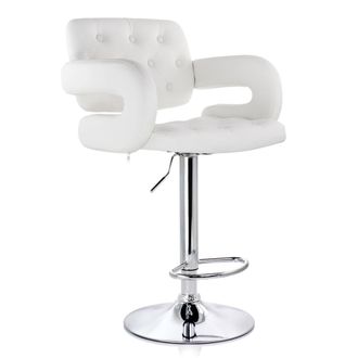 Elama Faux Leather Tufted Bar Stool in Red with Chrome Base and Adjustable Height