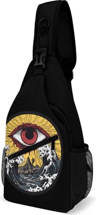 Generic Eye And Wave Unisex Shoulder Bags Casual Crossbody Chest Bag Sling Backpack for Hiking Cycling Travel