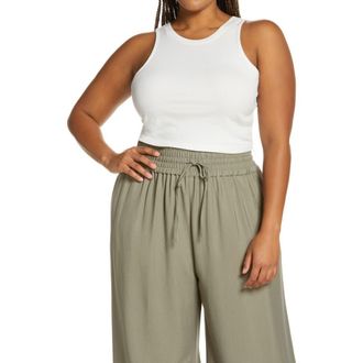 Open Edit Reversible Organic Cotton Blend Tank Top in Ivory at Nordstrom, Size 3X