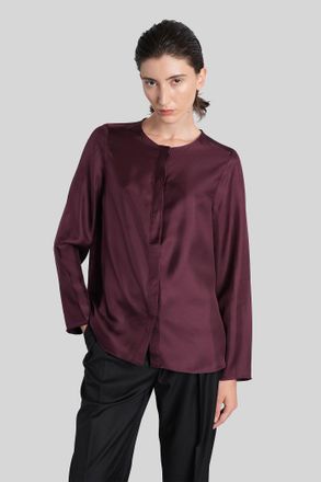 Loulou Studio Una Blouse In Bordeaux Silk
