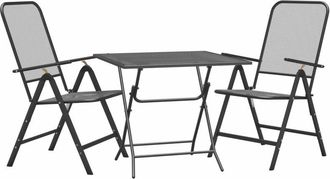 vidaXL vidaXL 3 Piece Garden Dining Set Expanded Metal Mesh Anthracite