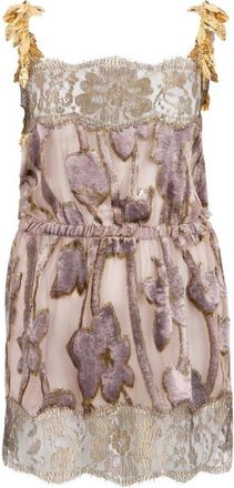 Roberto Cavalli Nude Mini Jurk Met Bloemenpatroon - Dames - Feestkleedjes - Beige - S - Polyester - Kleedjes