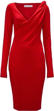 J.W.Anderson V-neck midi dress - women - Polyester - 10 - Red