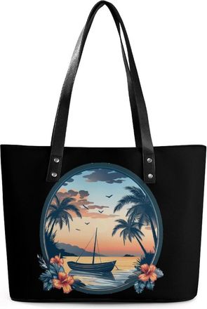 Generic Tribal Hibiscus Tote Bags for Women Cute Shoulder Purses Handbags