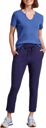 Tribal Pull On Capri Pant With Drawcord In Jet Blue