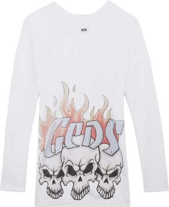 GCDS Kurzes, lang&auml;rmliges Kleid mit Grafikdruck