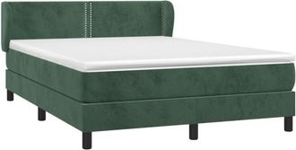 vidaXL Cama Box Spring Con Colch&oacute;n Terciopelo Verde Oscuro 140x190 Cm Vidaxl