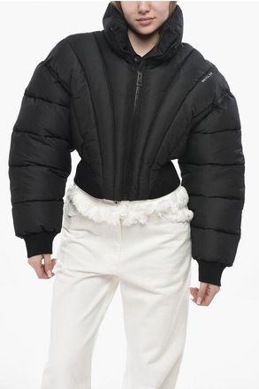 MUGLER Cropped Puffer Jacket With Front Zip size 42