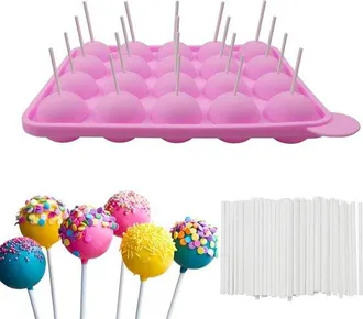 OEM Molde De Silicona Para Piruletas Con 20 Cavidades Para Piruletas, Caramelos Y Pasteles - Rosa