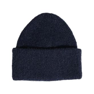 Pieces Beanies, female, Blue, Size: ONE SIZE Blue Knit Beanie Hat for Women